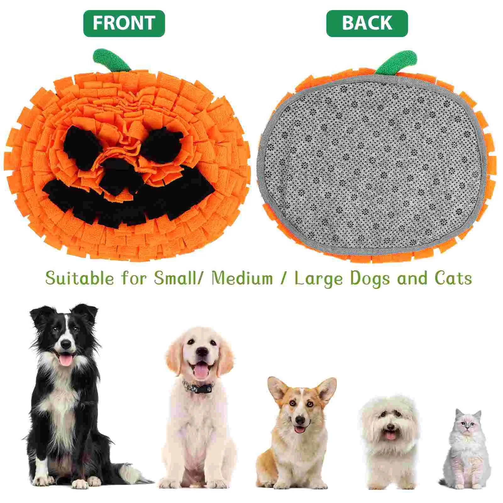 Pet Sniffing Pad Orange Pumpkin Shape 1pcs Snuffle Mat for Dogs Food Polar Fleece Feeding