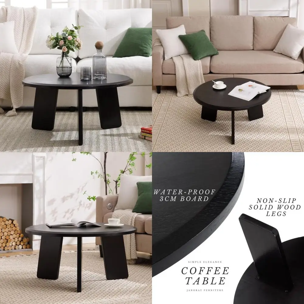 

Компактный круглый журнальный столик с простой сборкой для гостиной, офиса и зоны отдыха у дивана, черный