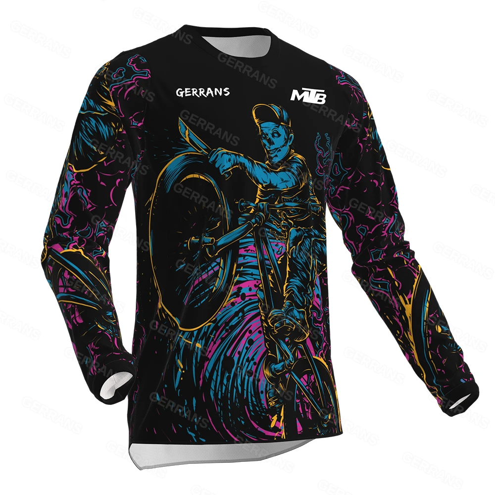 

Мужские трикотажные изделия для мотокросса с длинным рукавом, рубашки для горного велосипеда, MTB, Offroad DH, велосипедные трикотажные изделия, одежда