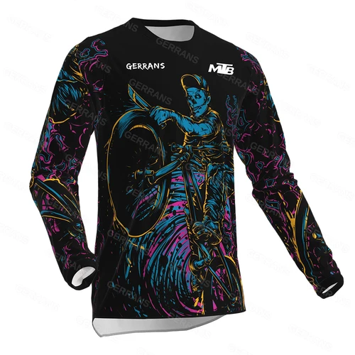 Camisetas de ciclismo de manga larga para hombre, camisetas para bicicleta de montaña y descenso, ropa para bicicleta todoterreno DH