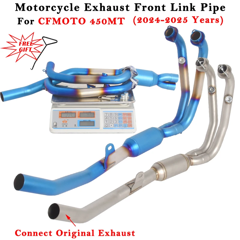 

Motorcycle Exhaust Escape System Modified Original Muffelr 51mm Front Middle Link Pipe For CFMOTO 450MT 450 MT 2024 2025