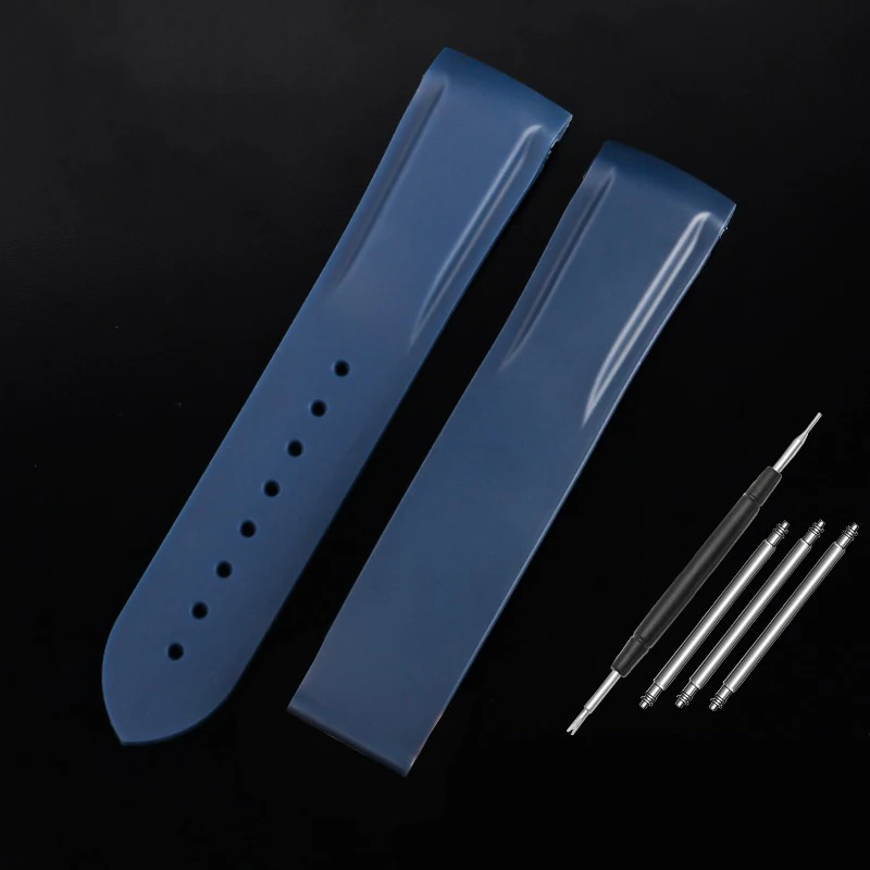 20 22mm Silicone Rubber Watch Band Chain For Omega SEAMASTER PLANET OCEAN Curved End Men Strap Watch Accessories