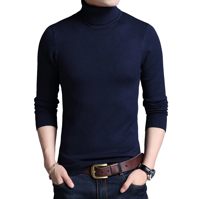 TFETTERS 2024 Slim Thickened Men\'s Base Coat Turtleneck Sweater Men Sweater Black Sweater Knitwear Long Sleeve Slim Sweaters