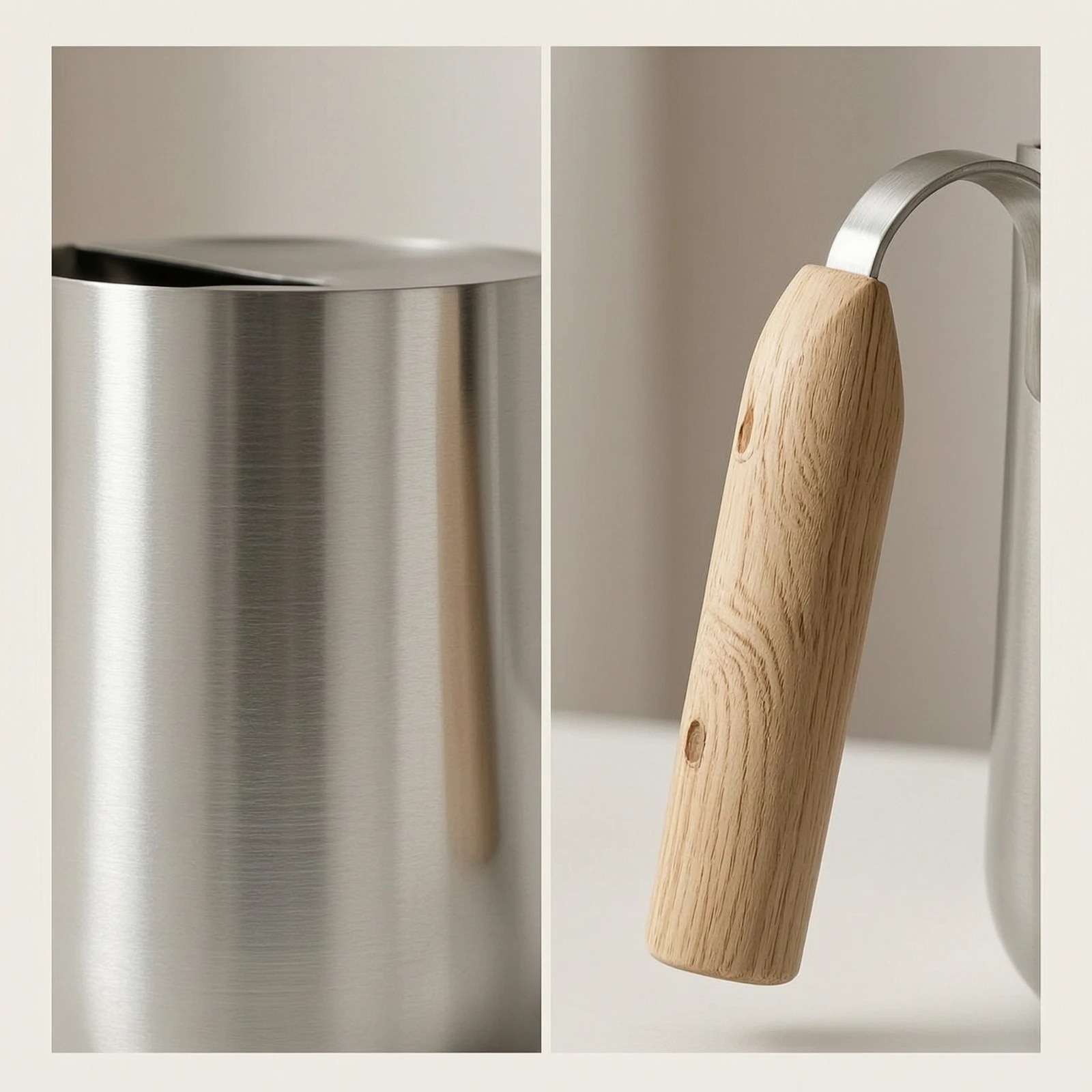 Watering Can with Wooden Handle Stainless Steel Watering Can with Long Spout Vessel Rust-Resistant Minimalist for Home Gardeners