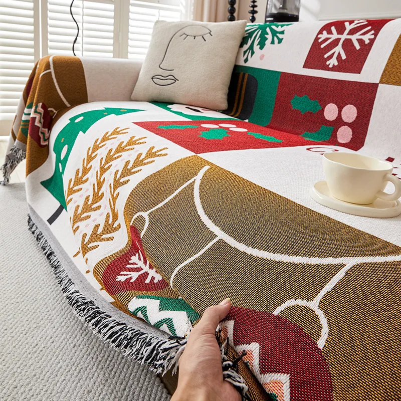 

1PC Sofa Cover Christmas Thickened Chenille All-inclusive Double-sided Available Autumn and Winter Thick Fabric