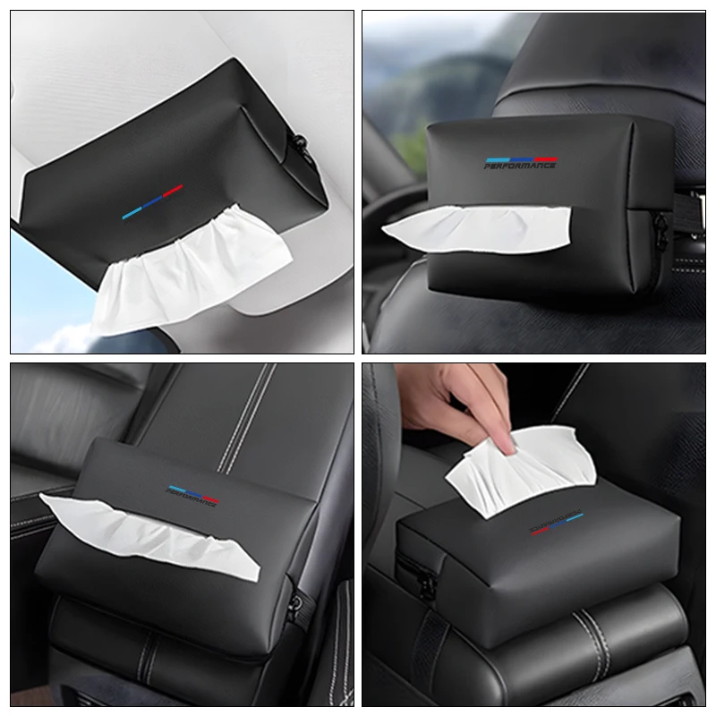 Car Seatback Tissue Organiser Box Sun Visor Console Storage Bag For BMW E90 E60 E46 E39 F30 F10 E87 X3 X4 X5 X1 G30 G20 M view 3