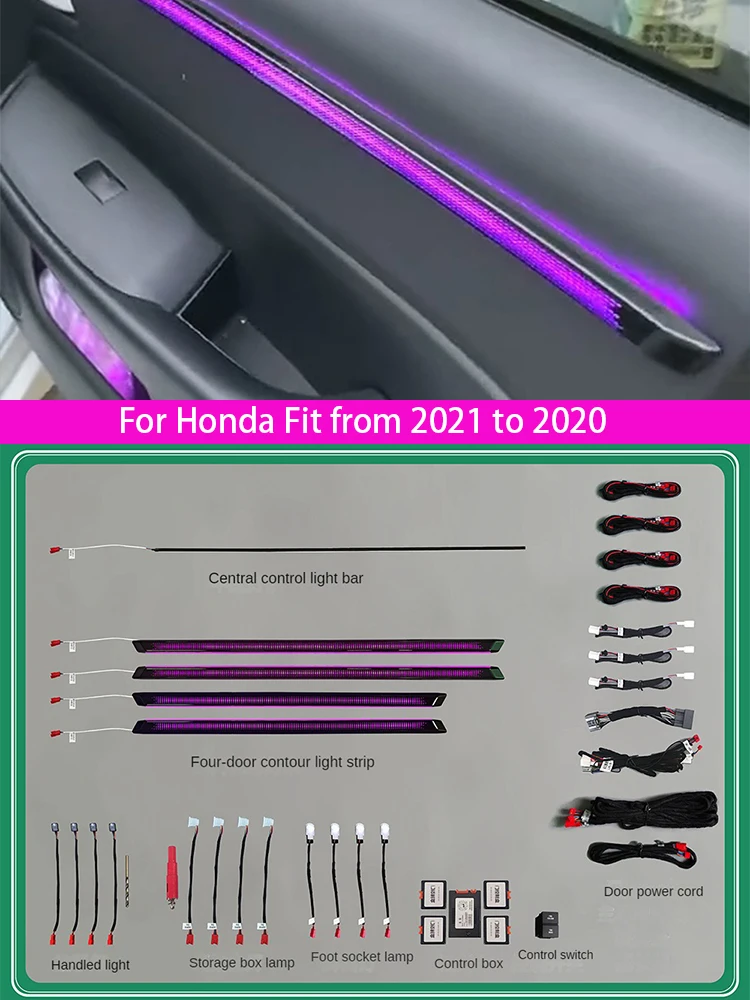 

Для Honda Fit от 2021 до 2020, светящаяся декоративная панель из углеродного волокна, автомобильные аксессуары, динамический светодиодный инструмент, подходит для светодиодов