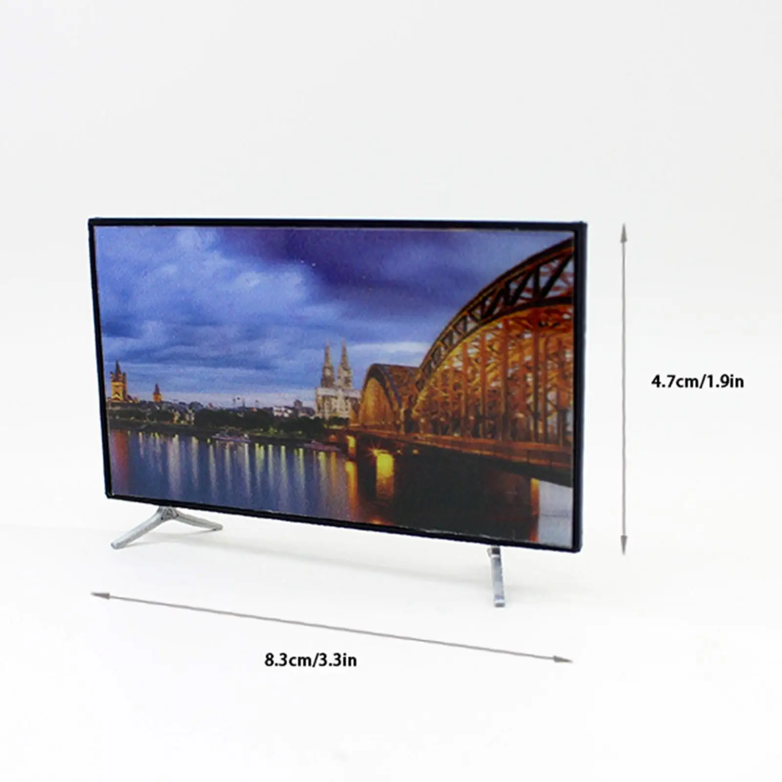 Televisi Rumah Boneka 1/12 dengan Tampilan Layar Gambar TV Mini Dekorasi Berdiri