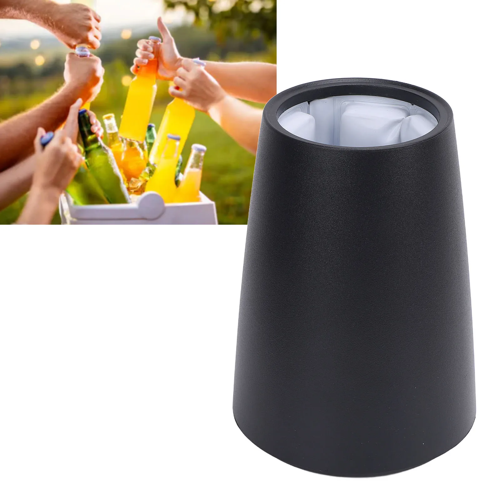 Wine Chiller Bucket Insulated Elegant Dry and Clean Quick Cooling Gel Pack Frosted Plastic Wine Bottle Cooler Bucket for Party