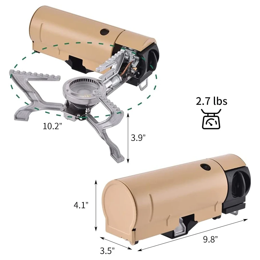 موقد غاز خارجي من الفولاذ المقاوم للصدأ غاز البترول المسال موقد صغير قابل للطي من البيوتان تجهيزات المطابخ المحمولة للتخييم والتنزه