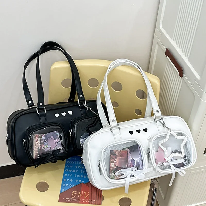 1Pc New Niche Design Women's Bow Harajuku Cute Ita Bag Jk Uniform Ulzzang Shoulder Bag for Girls Y2K Cartoon Handle Bag