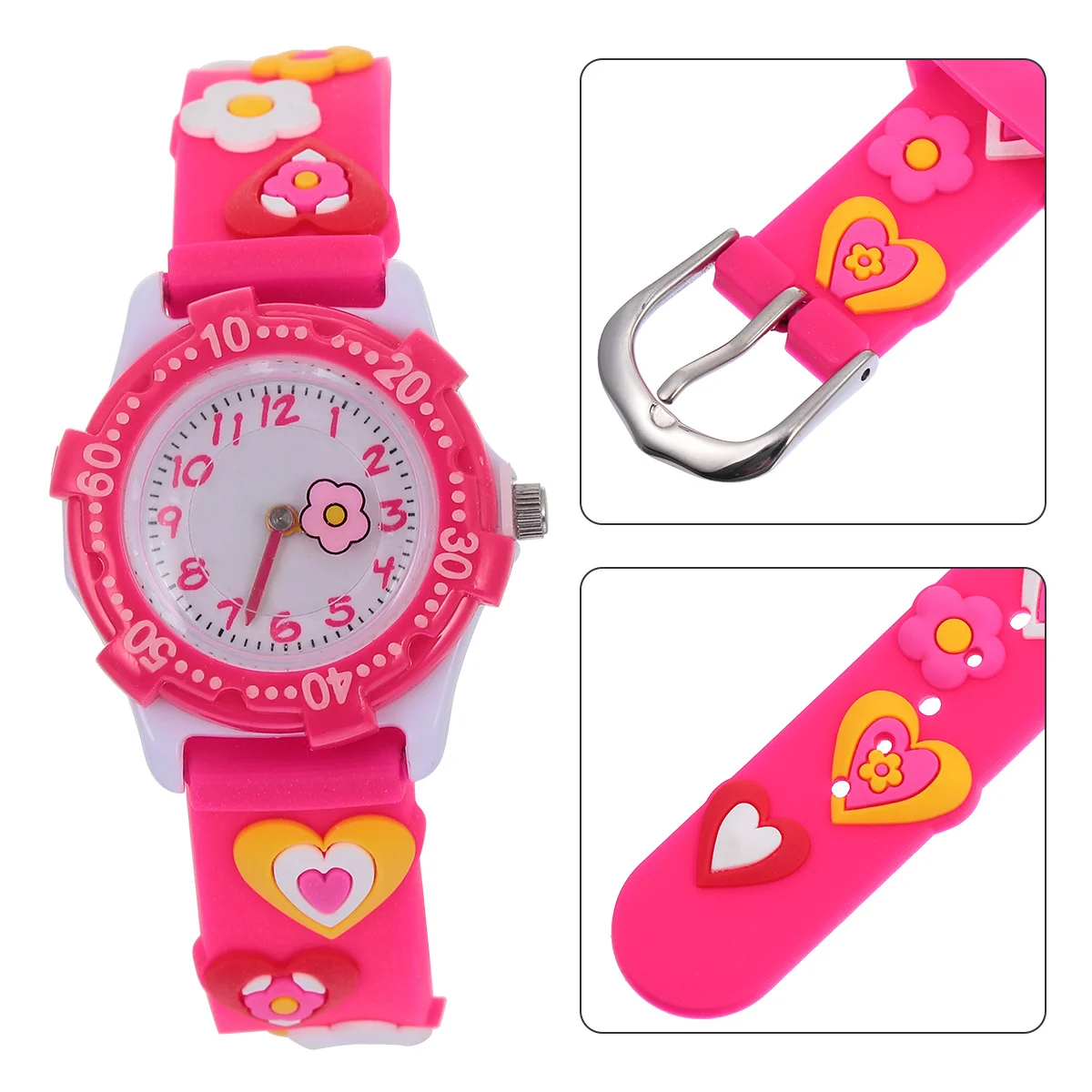 Cartoon Flower Pattern Children Watch Fashionable Wristwatch Adjustable Strap Waterproof Daily Use Kids Watch Cartoon Wristwatch