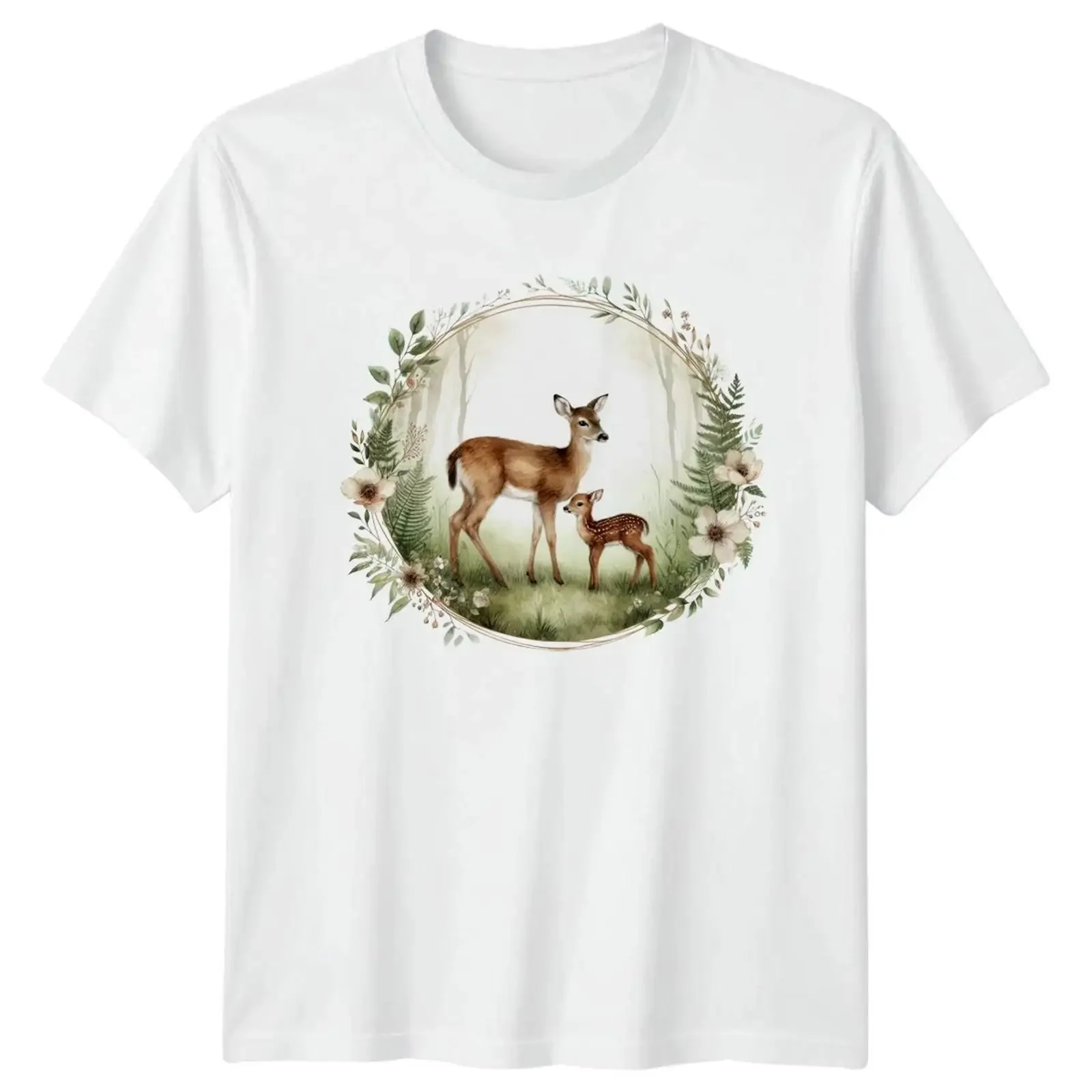 Hirsch Reh Rehkitz Damen T Shirt Wald Wildtiere Geschenk für Sie vintage Washed Comfortable Slightly Casual Stretched fashion