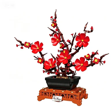 New 669PCS Plum Blossom Bonsai Flower Building Blocks Creative Desktop Decoration Model Bricks Adult Festival Decoration Gifts