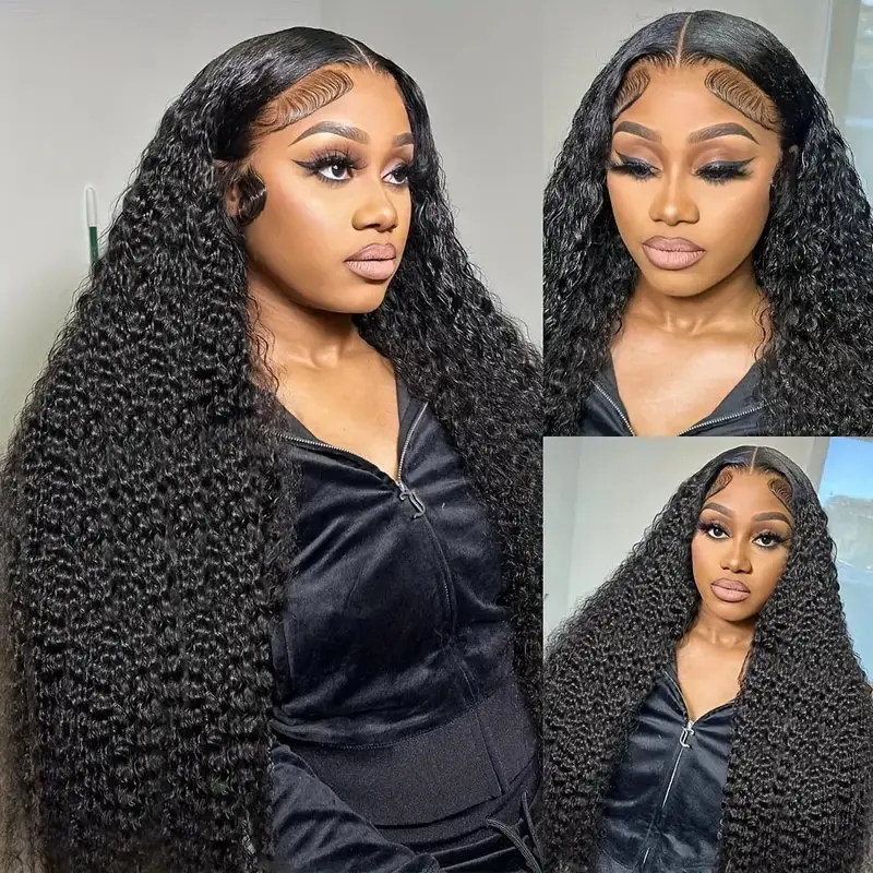 150% Natural Black 18 32 Inch 5x5 Glueless Curly 13x6 Lace Front Deep Wave Frontal Full Wig For Women Human Hair Wigs