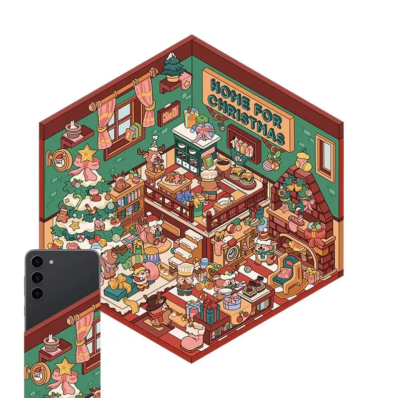 Feito à mão 3d casa adesivos adesivo cenas artesanais 3d casa de natal adesivos bonito diversão dos desenhos animados 3d cena adesivos feitos à mão 3d