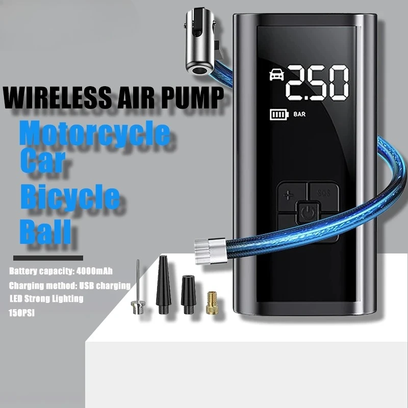 

EAFC 150PSI Electric Air Compressor 4000mAh Tire Inflator Digital Automobiles Tire Pump LED Lighting for Car Motorcyc Bicycles