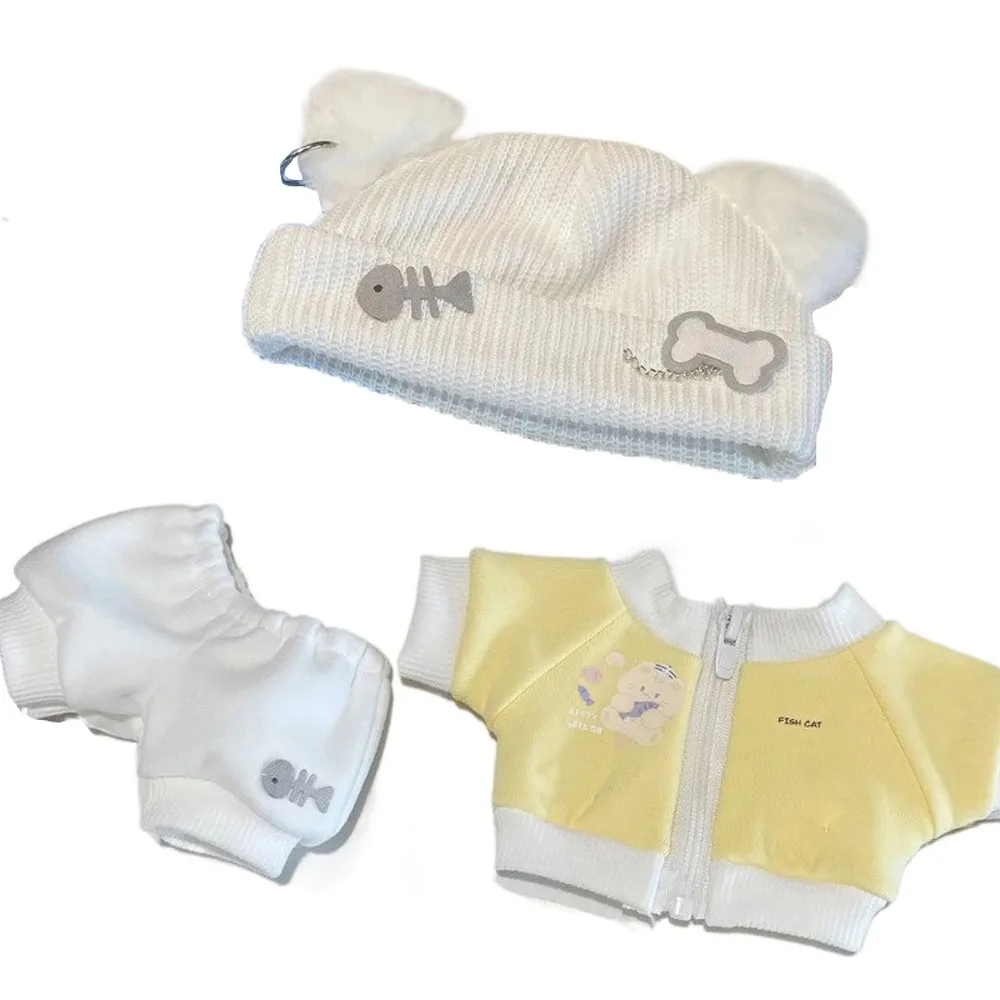 Accessories Cat Jacket 20cm Cotton 's Clothes Cute Hat Fishbone Cotton Outfit Pants Mini Clothes Set Children Gift