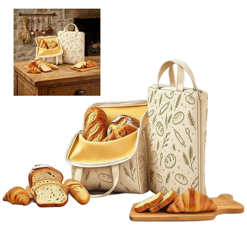 Cotton Bread Keeper Beeswax Bread Bags For Storing Homemade Bread Natural Cotton Lined Breathable Food Storage
