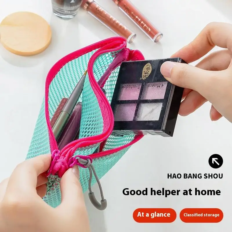 1개 지퍼 메쉬 보관 가방 초강력 내구성 투명 컬러 메이크업 파우치 동전 가방