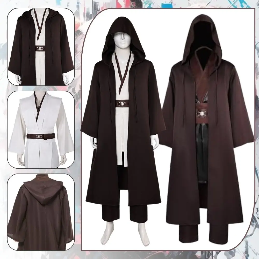 Anakin Skywalker Cosplay Fantasia Jedi Costume Belt Brown Uniform Cloak Outfits Men Halloween Cainival Party Disguise Clothes