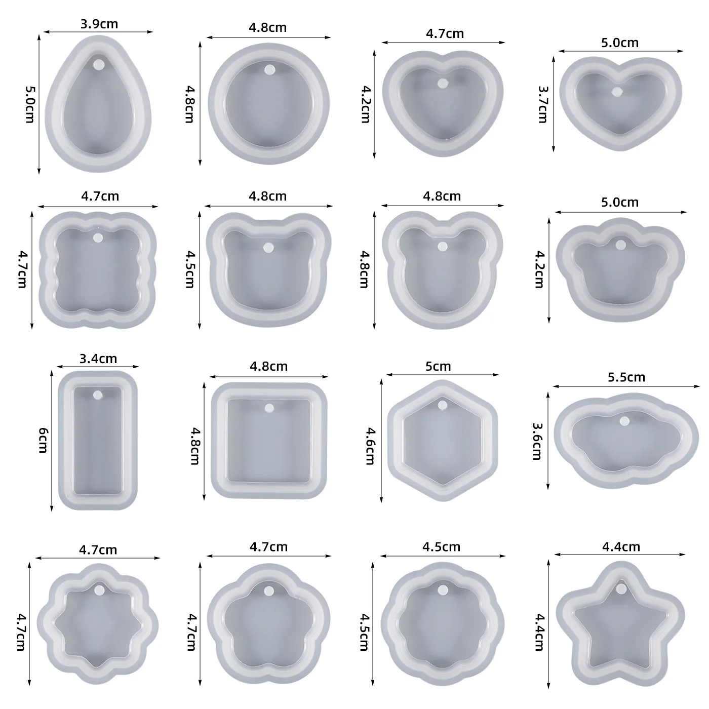 Molde de resina de silicona para pendientes, moldes de resina epoxi para fabricación de joyas, corazón DIY, dijes, llavero, colgante, joyería