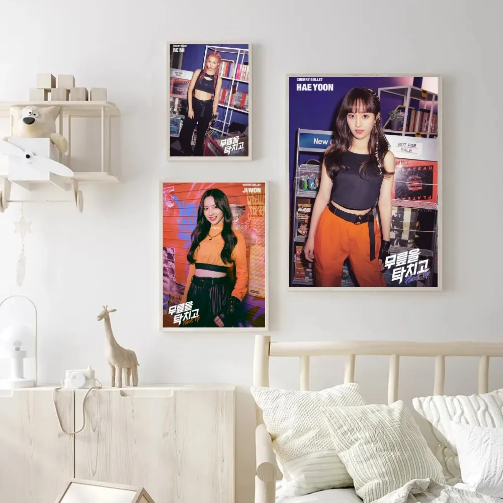 Girl Group Cherry Bullet Hands Up Album Poster Wall Sticker Decoration Living Room Bedroom Entrance Mural Home Hanging Painting