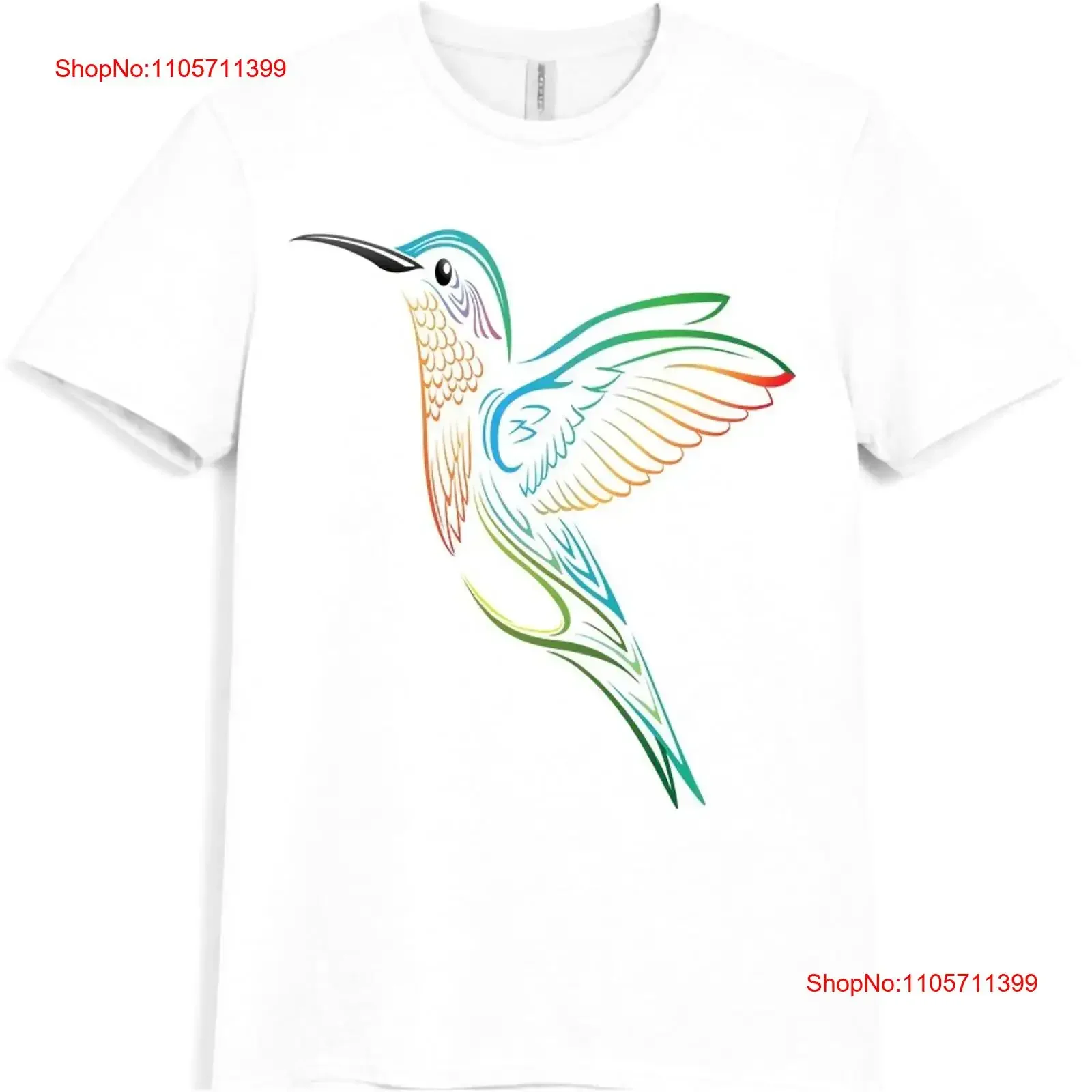 Hummingbird T Shirt Floral Bird Colorful Nature Garden Lover Top long or short sleeves vintage Washed Top For Everyday Wear