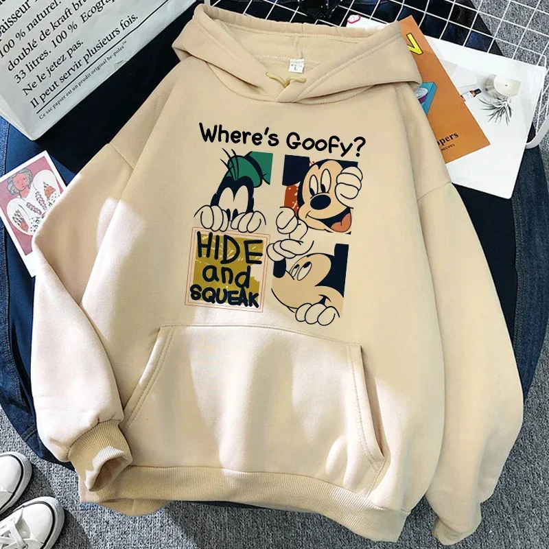 Men Hoodies Pocket Cartoon Character Mickey Minnie Mouse Anime Casual Graphics Cozy Popular Daily Male Sweatshirts Autumn Winter