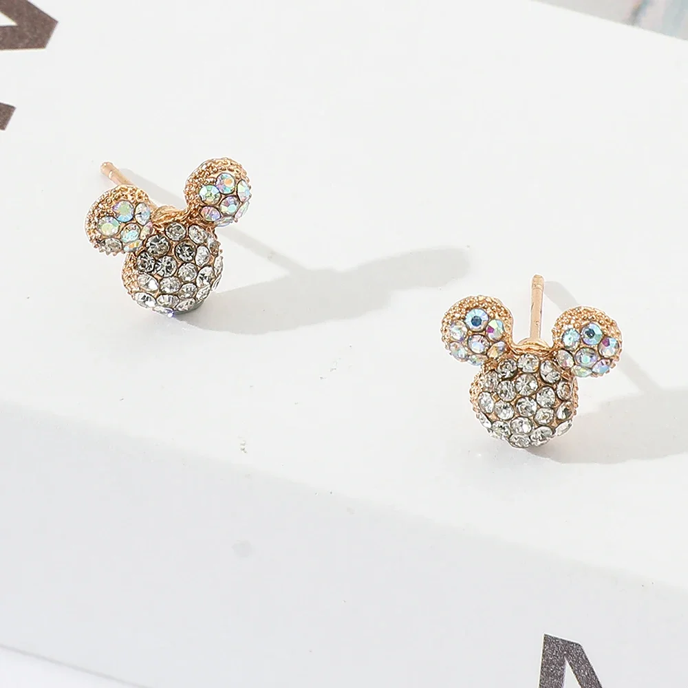 Shine Crystal Mickey Ear Studs Iced Out Women Earrings Party Accessories Women Girls Cartoon Anime Mouse Earrings Jewelry