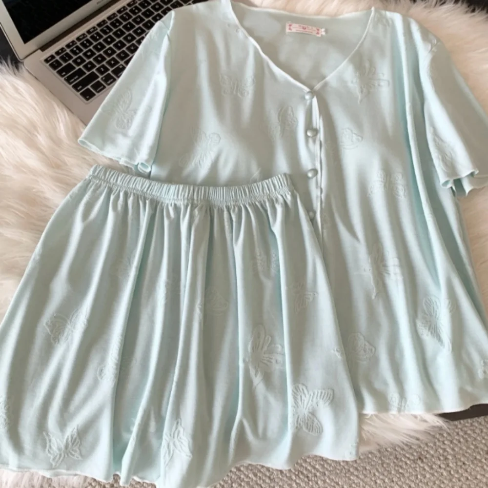 

Chest Pad Pajamas Summer Women's Suit Pyjamas New Short Sleeve Sleepwear Woman Nightwear Night Wear Female Short Sets