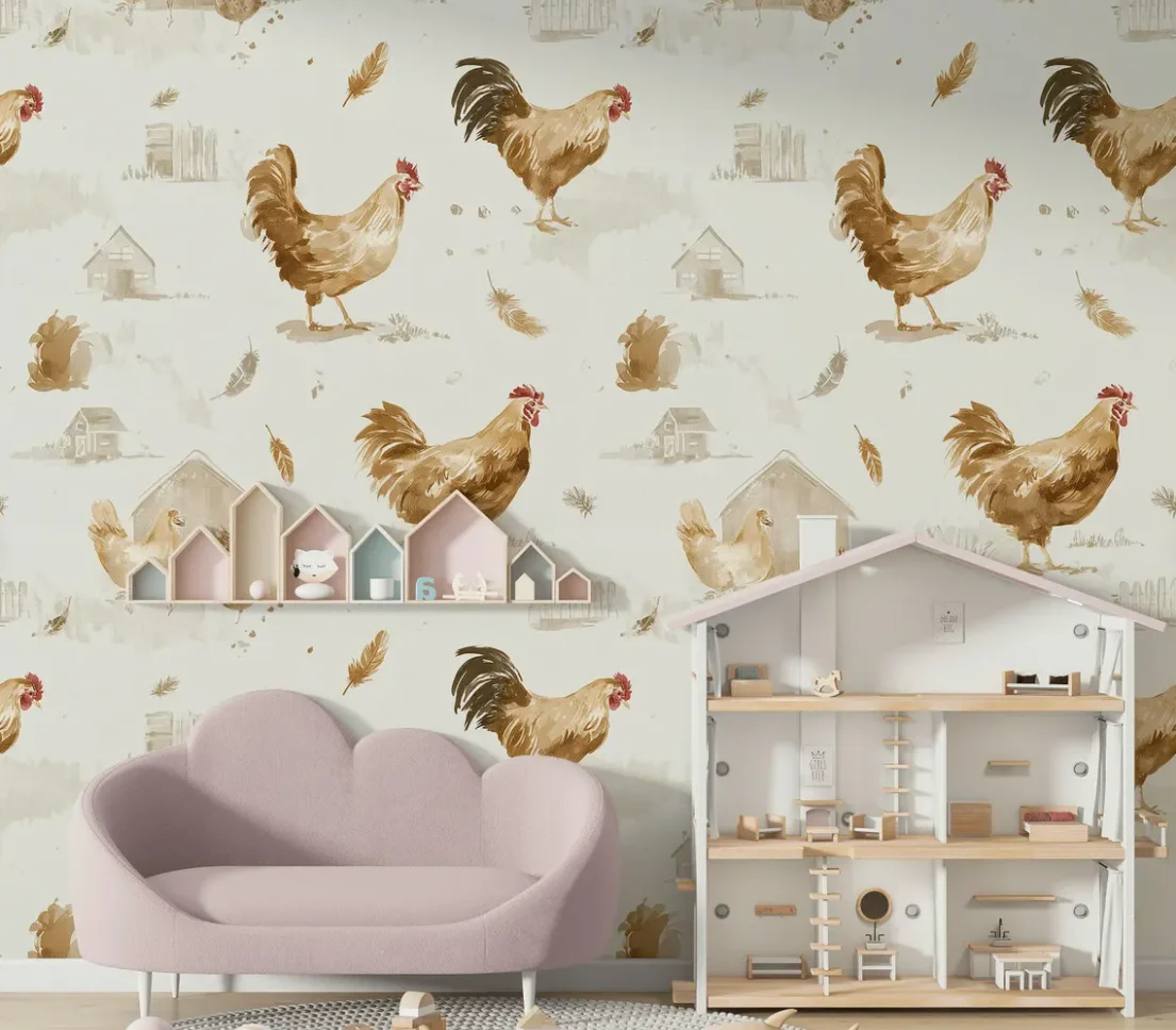 Customized murals, countryside farm, rooster wallpaper, living room, bedroom, all house covered with rooster decoration 3d mural
