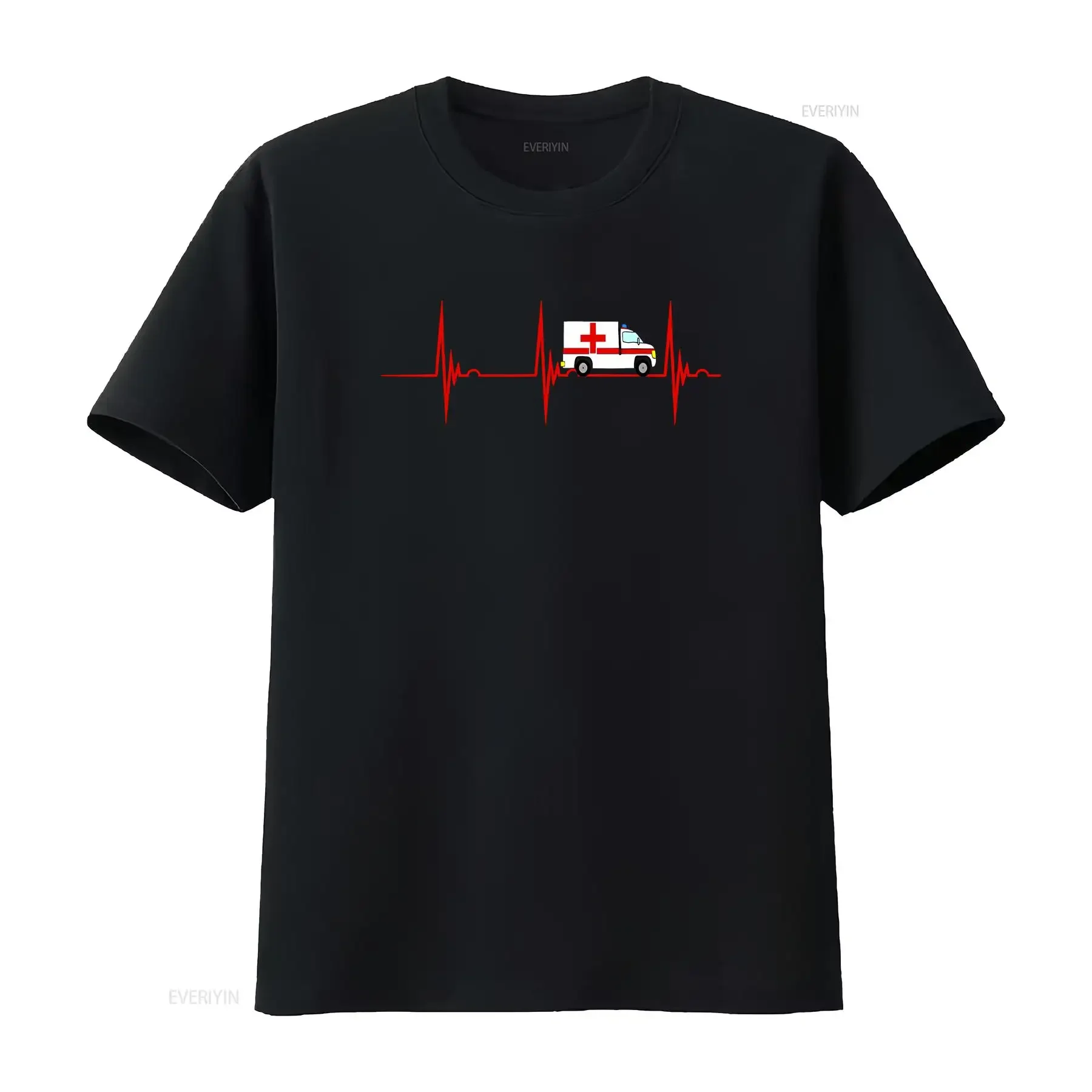 Ambulance Emergency Services Heartbeat EKG Pulse Medical T Shirt vintage Washed Stretched Soft streetwear Versatile Breathable