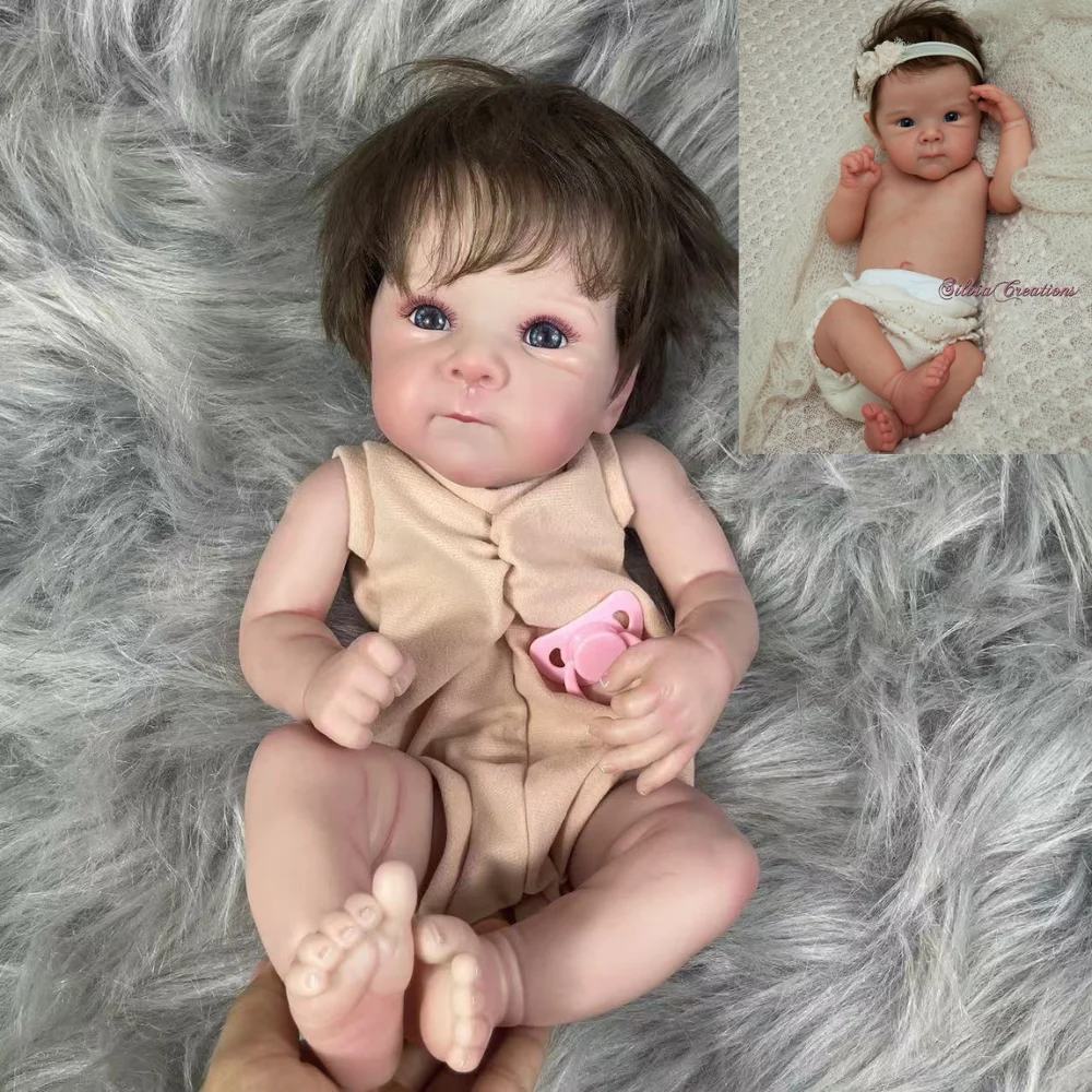 19 Inch Painted Vinyl Reborn Doll Kit Bettie With Hair Transplant and Eyelashes 3D Painted Skin Visible Veins Handmade Mold