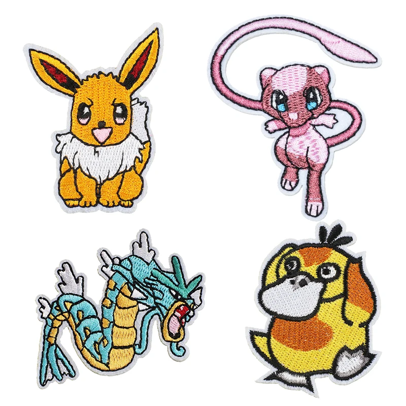 Pokemon Pikachu Cloth Patch Sew on Embroidery Patches Applique Iron on Clothing Cartoon DIY Kids Decortion Clothes Stickers