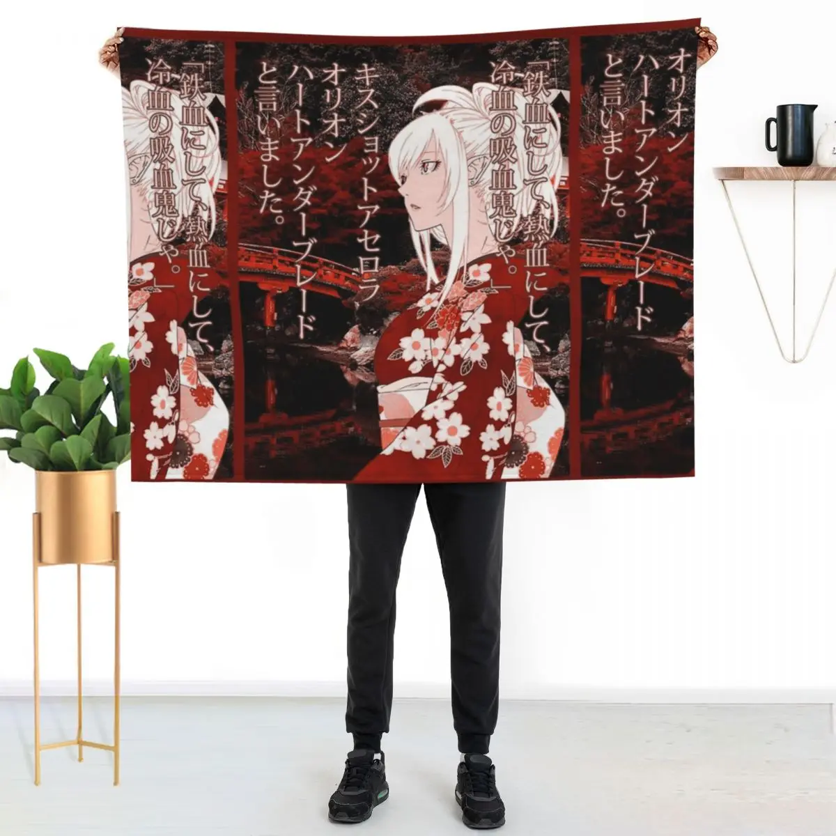 

Kiss-Shot Yukata Throw Blanket Faux Fur Soft Warm Blanket for Bed