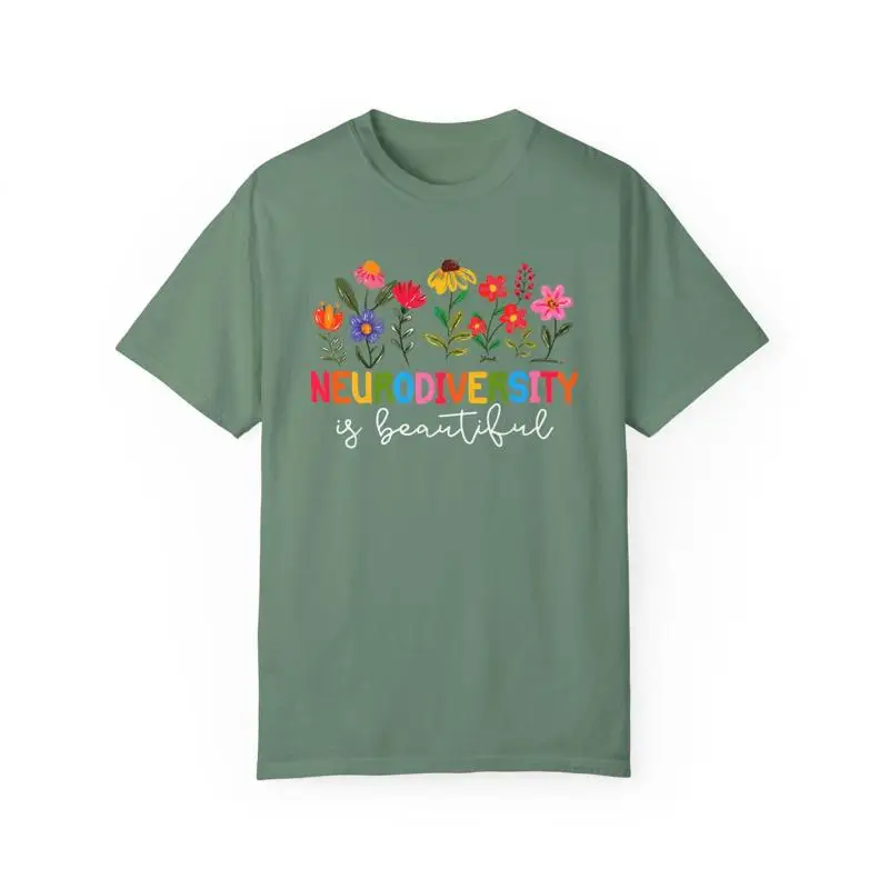 Autism Acceptance T Shirt Neurodiversity Retro Flower Mind Kind Comfort Color