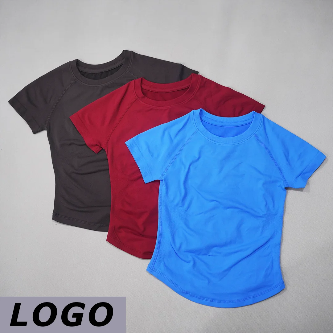 DF LOGO Women Crew Neck Short Sleeve Sports T‑Shirt Slim Fit Breathable Quick Dry Gym Yoga Running Cycling Daily Casual Fitness