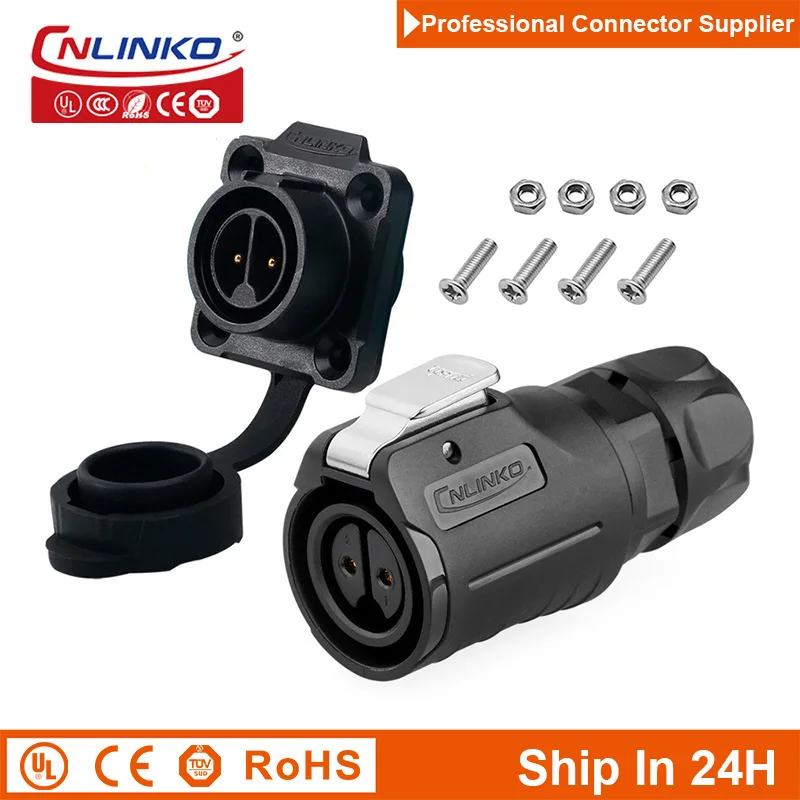 Cnlinko LP16 Plastic M16 2pin Waterproof Cable Connector Plug Socket Joint Wire Adapter for LED Display Screen Aviation Industry