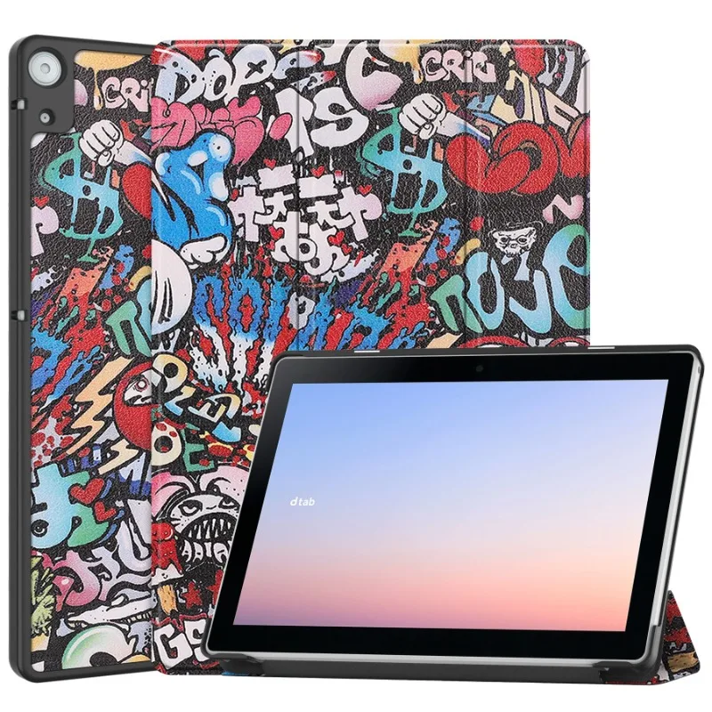 

Case For Japan Docomo Dtab d-51C 10.1-inch Tablet Sleep Wake Print Leather Flip Shell Cover Protective Case Cover With Bracket