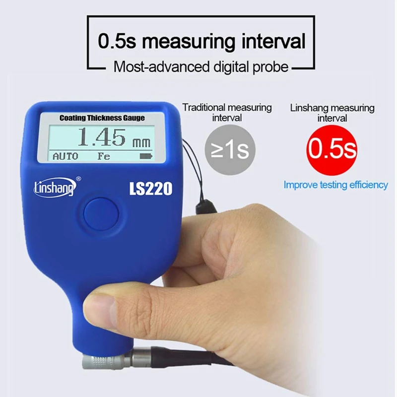 Linshang LS220 Car Paint Meter LCD Screen Meter For 2000Um Ferrous Non-Ferrous For Car Dry Film