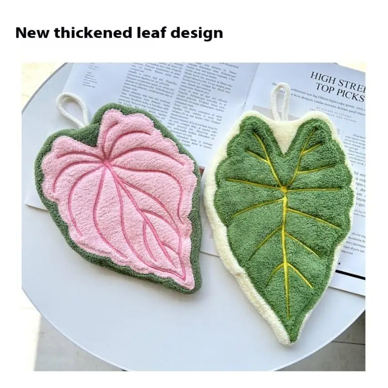 Soft Double-layer Leaf Style Hand Towel Thickened Absorbent Hanging Hand Cloth Speed Dry Handkerchief Rag