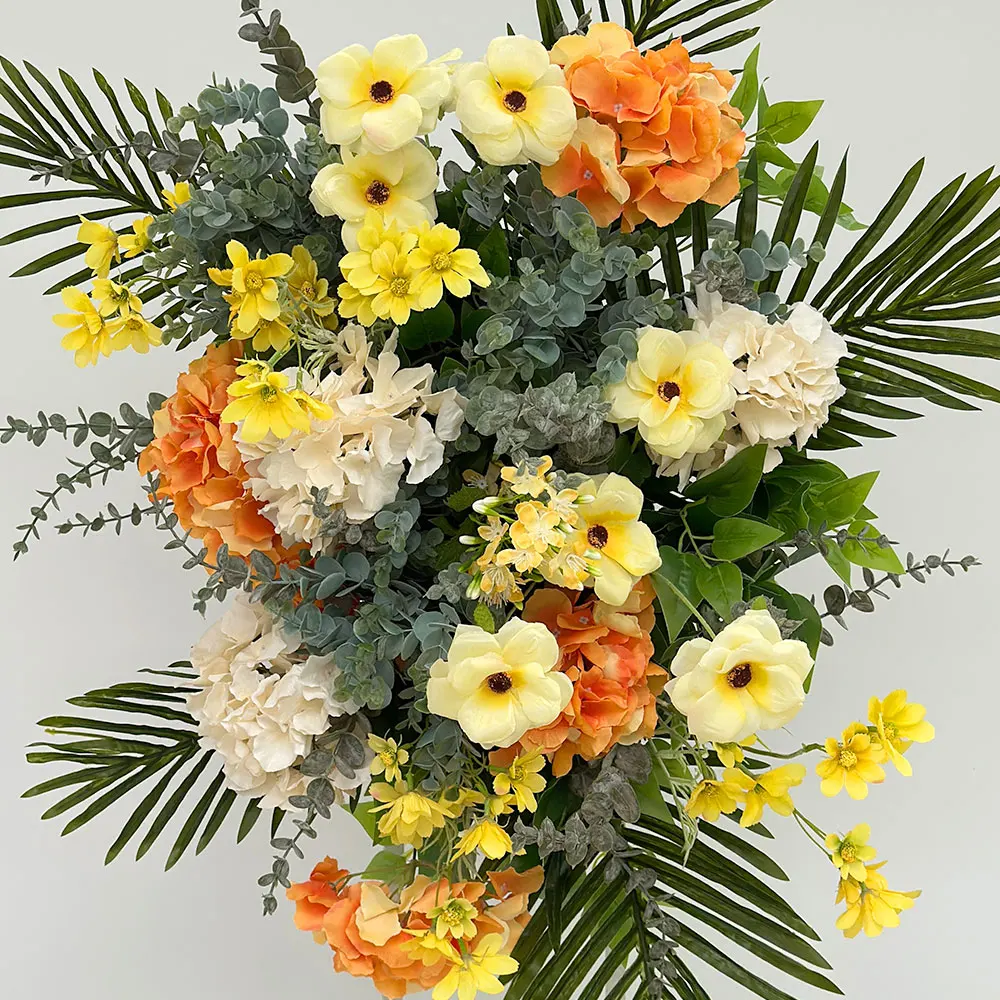 Wholesale Yellow Artificial Flower Wedding Arch Tropical Simulation Floral Arches Arrangement For Wedding Decoration