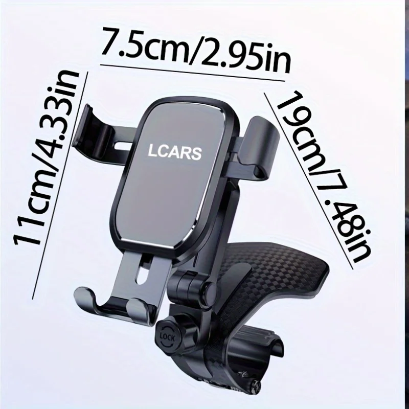 Lcars Metal-Textured Multifunctional Car Phone Holder, with Metal Clamp Arm and Abs Plastic Material, Used for Phone Navigation and Entertainment, Does Not Block the Line of Sight, Can Be Adjusted to Multiple Angles, Supports Horizontal and Vertical Screens, Suitable for Holiday Gifts, Driving, and Travel Use