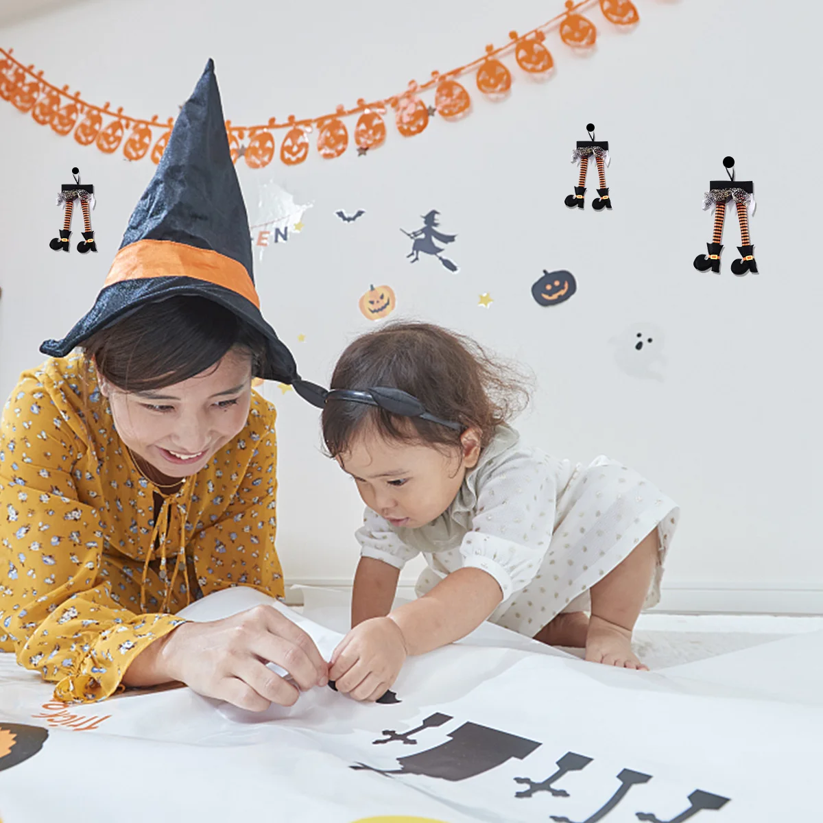 ديكور معلق بأرجل الساحرة، قلادة حفلة الهالوين لملهى ليلي بار المنزل المسكون، زينة باب نافذة السقف المخيف، #2