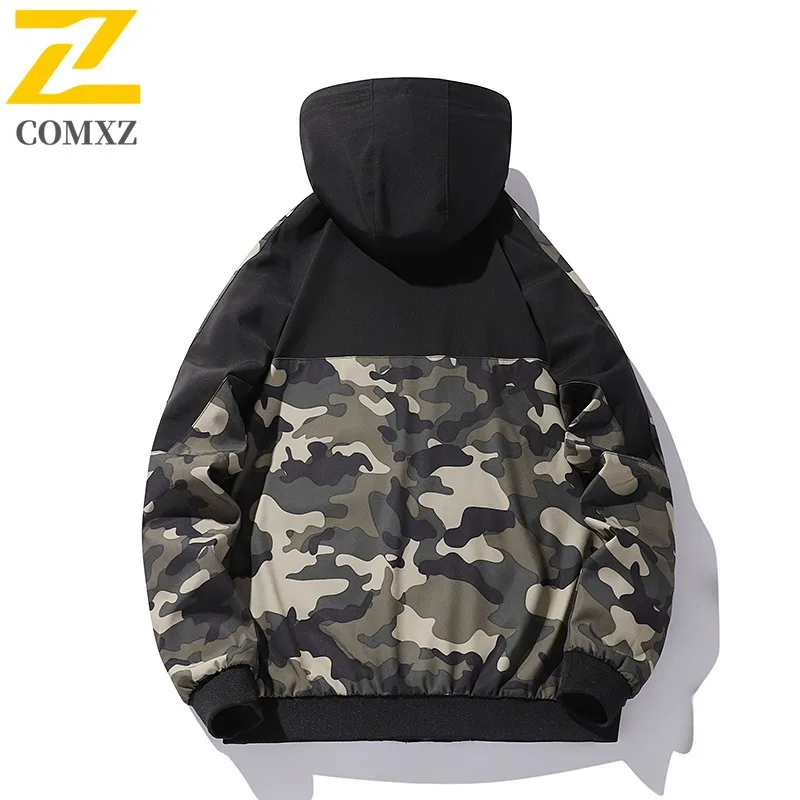 COMXZ Leisure Camo Jacket New Fashion Hood Outdoor Fly Fishing Lightweight Coat Climbing Scratch Resistant Autumn Clothing