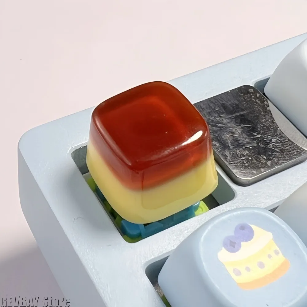 DIY Jelly Pudding Resin Keycaps 3D Gloss Finish Cross Stem Replacement Key Cap For Mechanical Keyboards