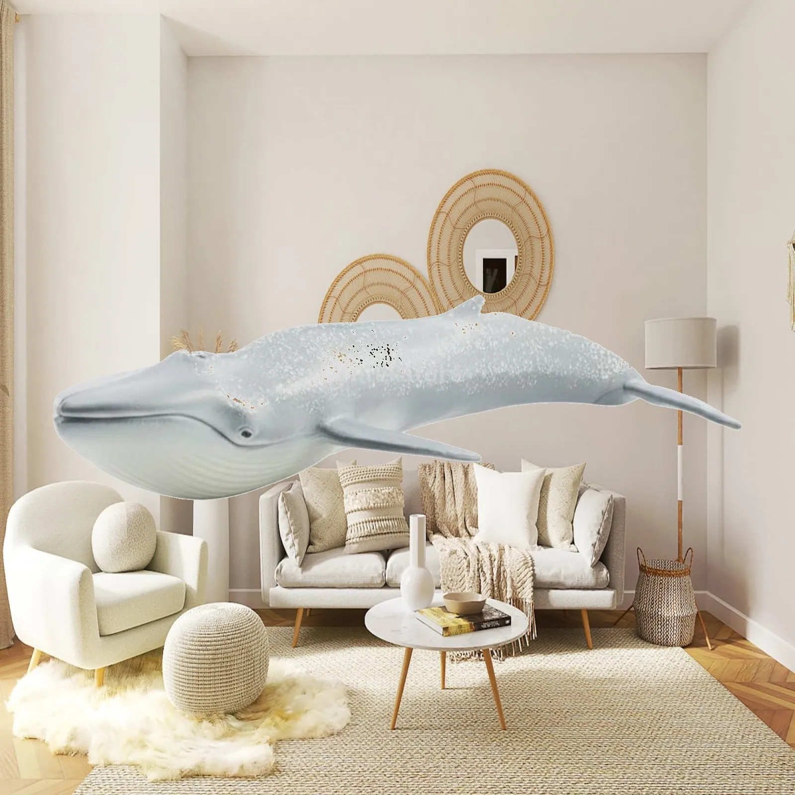 Marine Animal Blue Whale Figurine PVC Realistic Sea Creature Model Educational Toy for Ocean Study and Display