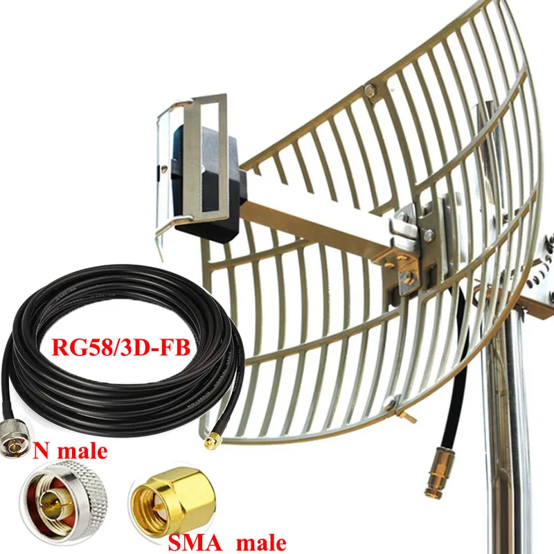 Antenne longue distance 2.4G pour les systèmes Lora, point à point, système Wi-Fi, parabolique extérieur, récepteur adieu