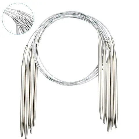 6pcs/set 60cm Circular Knitting Needles Stainless Steel Knitting Needles Kit Crochet Yarn Needles for DIY Weaving Knitting Lover